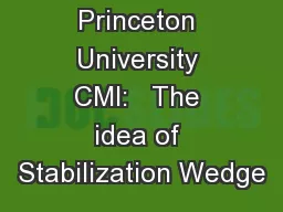 Princeton University CMI:   The idea of Stabilization Wedge
