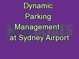 Dynamic Parking Management  at Sydney Airport