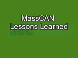 MassCAN Lessons Learned