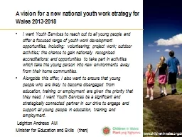 A vision for a new national youth work strategy for Wales 2