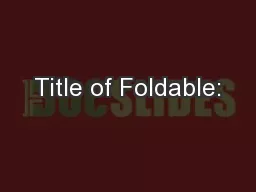 Title of Foldable: