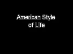 American Style of Life