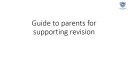 Guide to parents for supporting revision