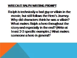 Wreck-it Ralph writing prompt