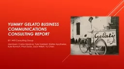 YummY GelATO BUSINESS COMMUNICATIONS CONSULTING REPORT