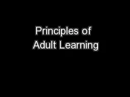 Principles of Adult Learning