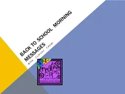 Back to School Morning Messages