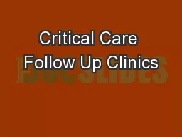 Critical Care Follow Up Clinics