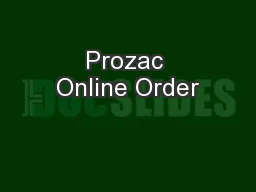 Prozac Online Order