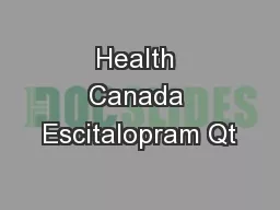 Health Canada Escitalopram Qt