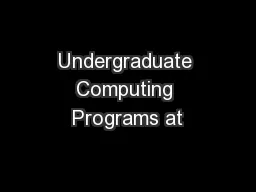 Undergraduate Computing Programs at
