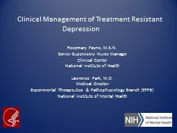 Clinical Management of Treatment Resistant Depression