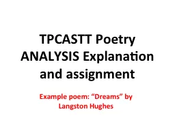 TPCASTT Poetry ANALYSIS Explanation and assignment