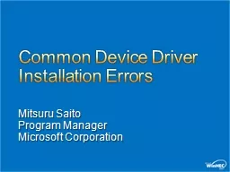Common Device Driver Installation