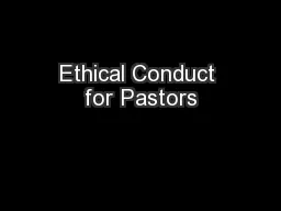 Ethical Conduct for Pastors