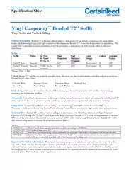 Specification Sheet Vinyl Carpentry Beaded T Soffit Vi