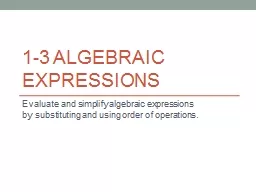 1-3 Algebraic Expressions
