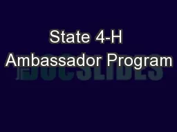 State 4-H Ambassador Program
