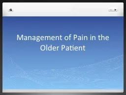Management of Pain in the Older Patient