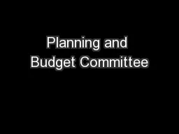 Planning and Budget Committee