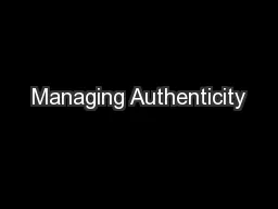 Managing Authenticity