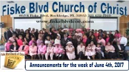 Announcements for the week of