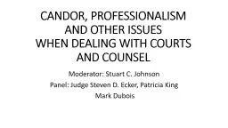 CANDOR, PROFESSIONALISM AND OTHER ISSUES