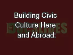 Building Civic Culture Here and Abroad: