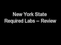 New York State Required Labs – Review