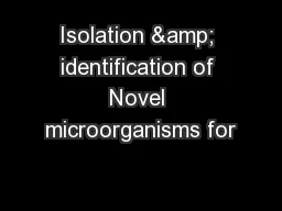 Isolation & identification of Novel microorganisms for