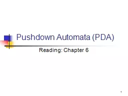 1 Pushdown Automata (PDA)
