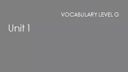 Vocabulary Level G
