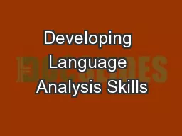 Developing Language Analysis Skills