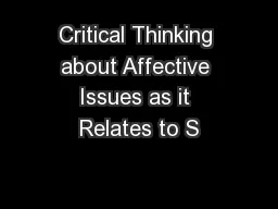 Critical Thinking about Affective Issues as it Relates to S