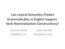 Can Lexical Semantics Predict Grammaticality in English Sup