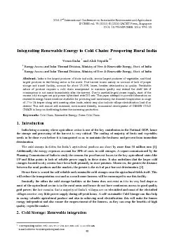 Integrating Renewable Energy to Cold Chain: Prospering Rural India Vee