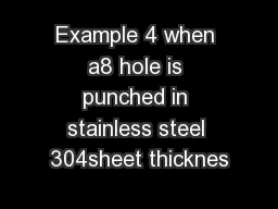 Example 4 when a8 hole is punched in stainless steel 304sheet thicknes