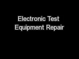 Electronic Test Equipment Repair