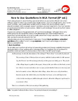 WSS Quicknotes                                           MLA Quotation
