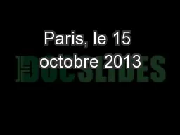 Paris, le 15 octobre 2013