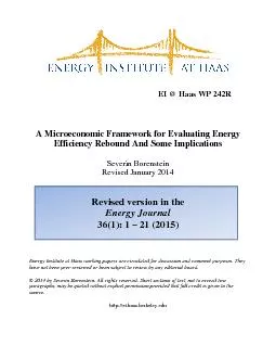 EI @ HaasWP A Microeconomic Framework for Evaluating Energy Efficiency