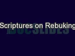 Scriptures on Rebuking