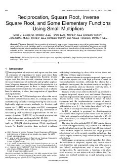 Reciprocation,SquareRoot,InverseSquareRoot,andSomeElementaryFunctionsU