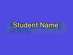Student Name: