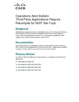 Operations Alert BulletinThirdParty Applications Require Recompile for