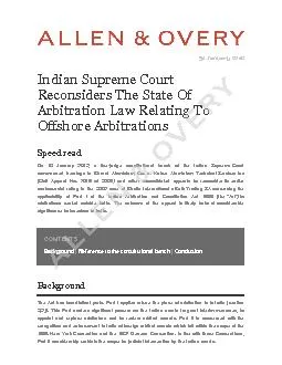 31Indian Supreme CourtReconsiders The State OfArbitration Law Relating