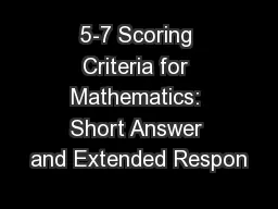 5-7 Scoring Criteria for Mathematics: Short Answer and Extended Respon