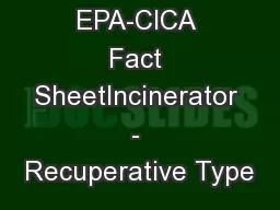 EPA-CICA Fact SheetIncinerator - Recuperative Type