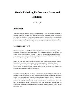 Oracle Redo Log Performance Issues and Solutions Sun Hongda Abstract T