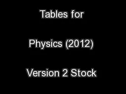 NCDPI Reference Tables for Physics (2012) Version 2 Stock No. 14156 
.